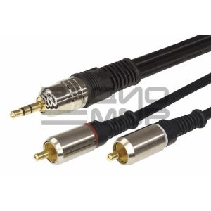 Шнур 2RCAшт. - шт.3,5мм 1,5м Gold металл «Rexant»