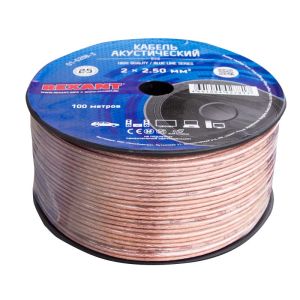 Кабель акустический, прозрачный 2х2,50 кв. мм., бухта 100м «Rexant»