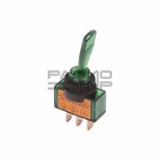 Тумблер автомобильный с подсветкой ASW-13D on-off, 3 контакта, 20A, 12V (зелёный)