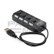 Концентратор USB 2.0 на 4 порта USB, с подсветкой, UHB-243-AD «Gembird» (чёрный)