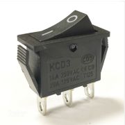 Переключатель узкий без подсветки KCD3-101/3P on-off 3 контакта 16A, 250В (чёрный)