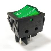 Переключатель с подсветкой KCD4-201/N on-off 4 контакта 25A, 250В (зелёный)