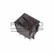 Переключатель двойной с подсветкой KCD4-202/MN on-off 6 контактов 15А, 250В (чёрный, индикатор красный)