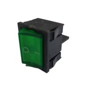 Переключатель широкий с подсветкой KCD2-501/4PN on-off, 4 контакта, 6A,12V (зелёный)