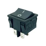 Переключатель широкий без подсветки KCD2-501/4P on-off, 4 контакта, 6A, 220V (чёрный)