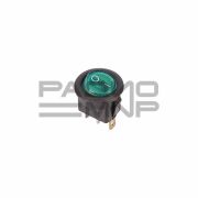 Переключатель круглый RWB-214 (IRS-101-8C, KCD1-202/N) on-off 3 контакта 6,5А, 250В (зелёный)