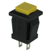 Кнопка без фиксации квадратная PBS-15В (DS-430, D-317) off-(on), 2 контакта, 1A, 250V (жёлтый)