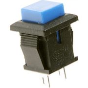 Кнопка без фиксации квадратная PBS-15В (DS-430, D-317) off-(on), 2 контакта, 1A, 250V (синий)
