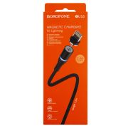 USB кабель шт.USB (A) - шт.Lightning 1,2м, 2,4А магнитный, тканевый, черный BU16 «BoroFone»