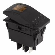 Переключатель клавишный с подсветкой RK1-06N on-off, 4 контакта,12V 35A (жёлтый индикатор)