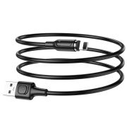 USB кабель шт.USB (A) - шт.Lightning 1,0м, 2,4А магнитный, чёрный BX41 «BoroFone»