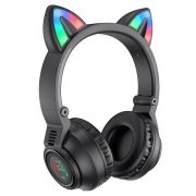 Наушники беспроводные с микрофоном Bluetooth 5.0, BO18 CAT,черный, светящиеся ушки «Borofone»