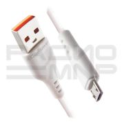 USB кабель для зарядки micro USB 1м, 2,4A, белый GP01M «GoPower»