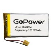Аккумулятор Li-Pol LP604374 PK1 3.7V 2300mAh (толщ.6,0мм, шир.43мм, дл.74мм) «GoPower»