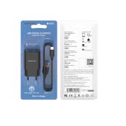 Адаптер постоянного тока BoroFone BA20A, 1гн.USB 5В, 2,1А с кабелем Type-C, черный