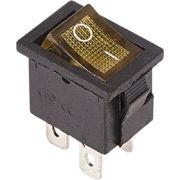 Выключатель клавишный 250V 6А (4с) ON-OFF с подсветкой Mini (RWB-207, SC-768), жёлтый Rexant