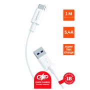 USB кабель шт.USB (A) - шт.Type-C 1м, 5,4A, силикон, белый GP12T «GoPower»