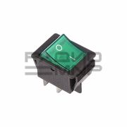 Переключатель с подсветкой IRS-201-1C3D (KCD4-101/4PN) on-off 4 контакта 15A, 250В (зелёный)