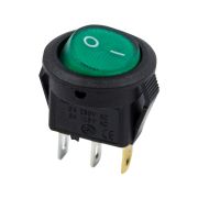 Переключатель круглый с подсветкой мини KCD1-204/N on-off, 3 контакта, 3A, 220V (зелёный)