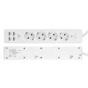 Сетевой фильтр Cablexpert Exnovo, 4 розетки 16А, 3.5кВт, L=2,0м, 4гн.USB 2.4A, белый