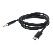 USB кабель шт.Type-C - шт.3,5мм 1м, тканевый, чёрный «Cablexpert»