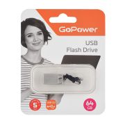USB 3.0 Flash накопитель 64GB GoPower MINI, металл серебряный