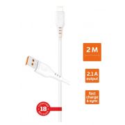 USB кабель шт.USB (A) - шт.Lightning 2,0м, 2,1A, ПВХ, белый GP01L-2M «GoPower»