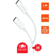 USB кабель шт.Type-C - шт.Type-C 1м, 100W, силиконовый, белый GP10TT «GoPower»