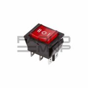Переключатель с подсветкой KCD4-101/DN on-off-on, 6 контактов 15A, 220V (красный)