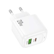 Адаптер постоянного тока Hoco CS54A, 1гн.Type-C 20W + 1гн.QC3.0, белый
