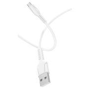 USB кабель для зарядки micro USB 1м, 2,4A, силиконовый, белый GP21M «GoPower»