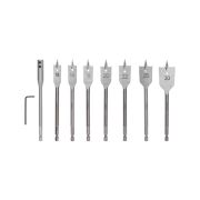 Набор сверл перовых по дереву 9 предметов: 14-16-18-20-22-25-30х152 мм, удлинитель, ключ угловой Kranz