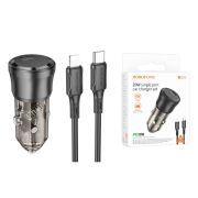 Автомобильный адаптер 1гн.Type-C PD20W 3,0A + шнур шт.Type-C-шт.Type-C 1м, чёрный BZ24 «Borofone»