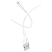 USB кабель шт.USB (A) - шт.Lightning 1,0м, 2,4A, силикон, белый GP21L «GoPower»