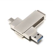 USB 3.0 Flash накопитель  128GB шт.USB (A)+шт.Type-C GoPower MODERN, металл серый