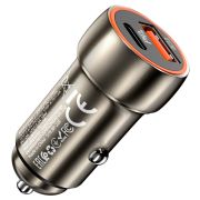 Автомобильный адаптер 2гн. (1гн.QC3.0+1гн.Type-C PD20W), серый Z46A «Hoco»