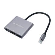 Док-станция Type-C, 3в1: USB3.1, Type-C PD100W, HDMI,  кабель 15см, алюминий UHB-D2 Gembird