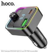 MP3 FM модулятор Hoco E81 12-24V (гн.USB-A QC3.0+гн.Type-C 30Вт, Bluetooth 5.0)