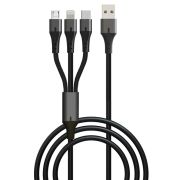 USB кабель 3в1 (Lightning, microUSB, Type-C) 1,2м, чёрный GP21-3-1.2M «GoPower»
