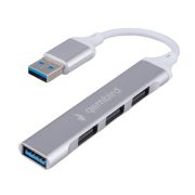 USB-хаб 3.0 на 4 порта, Gembird UHB-C206 (1гн.USB 3.0 + 3гн.USB 2.0, шнур 10 см), серебристый