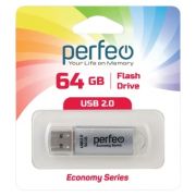USB 2.0 Flash накопитель 64GB Perfeo E01 economy series, серебристая