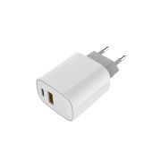 Адаптер постоянного тока 1гн.USB-A QC3.0 + 1гн.Type-C 20W, белый «Rexant»