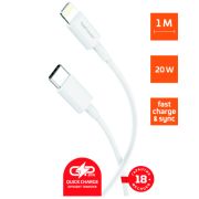 USB кабель шт.Type-C - шт.Lightning 1м, 20W силиконовый, белый GP10TL «GoPower»