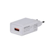 Адаптер постоянного тока 1гн.USB-A 2.4A, 12W + шнур шт.USB-A - Type-C, белый GP1U «GoPower»
