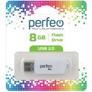 USB 2.0 Flash накопитель  8GB Perfeo C03, белый