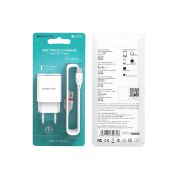 Адаптер постоянного тока BoroFone BA20A, 1гн.USB 5В, 2,1А с кабелем Lightning, белый
