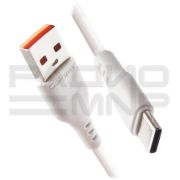 USB кабель шт.USB (A) - шт.Type-C 1м, 2,4A, белый GP01T «GoPower»