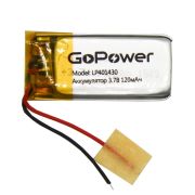 Аккумулятор Li-Pol LP401430 PK1 3.7V 120mAh (толщ.4,0мм, шир.14мм, дл.30мм) «GoPower»