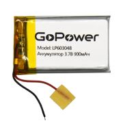 Аккумулятор Li-Pol LP603048 PK1 3.7V 900mAh (толщ.6,0мм, шир.30мм, дл.48мм) «GoPower»