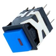Кнопка с фиксацией квадратная KD2-21 off-(on), 8 контактов, 3A, 250V (синий)